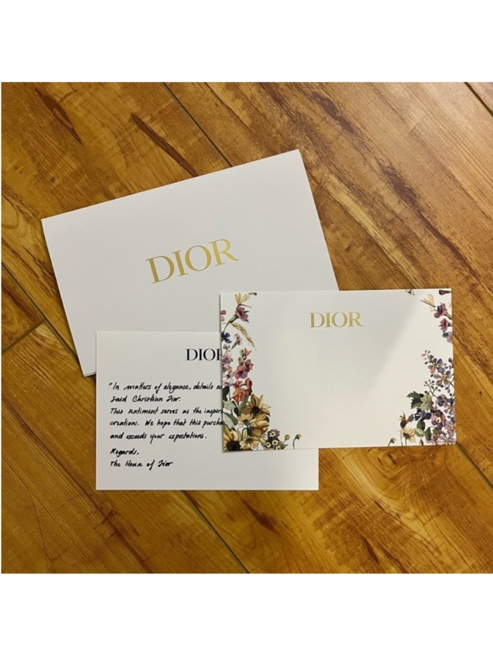 Dior White & Gold Floral Note Cards
